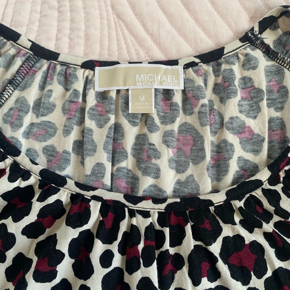 Michael Kors Woman’s Leopard Print Top - Black and Cream